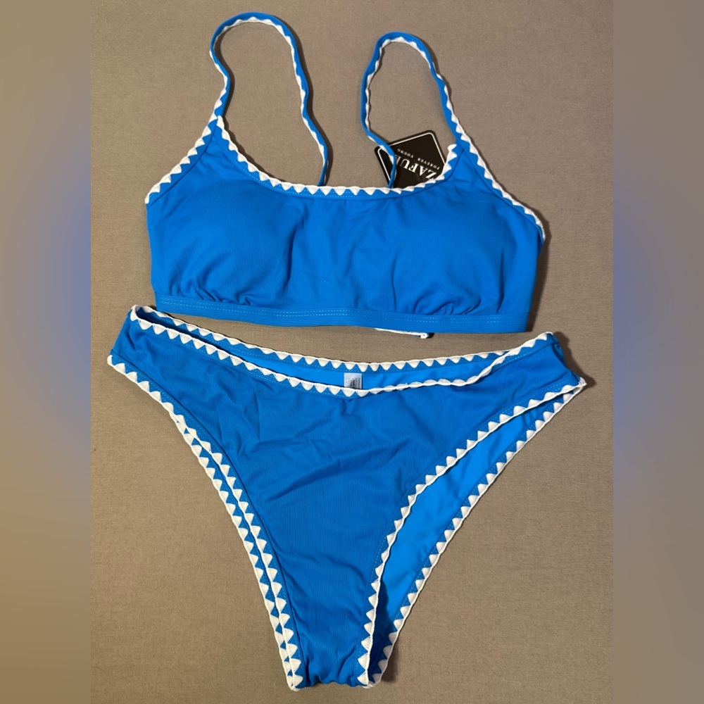 Blue Bikini Set Size L - Criss Cross Back Two Piece - NWT
